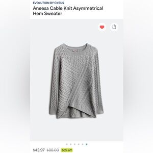 Elegant Gray Cable Knit Women's Sweater